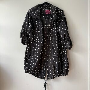 DENIM CO Parka in a Pkt Black and White Heart Print - M